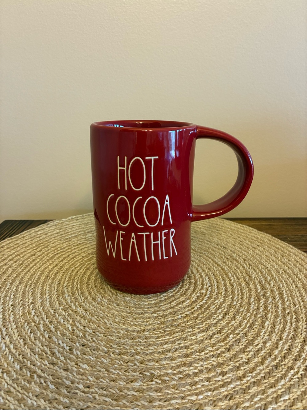 Rae Dunn Red 'Hot Cocoa Weather' Ceramic Super Sized Mug